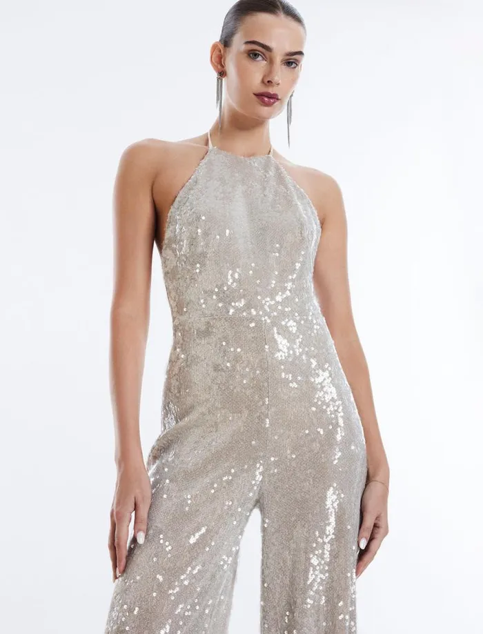 Women Amanda Sequined Jumpsuit Champagne BCBG Jumpsuits and Rompers Women Amanda Sequined Jumpsuit Champagne BCBG Jumpsuits and Rompers