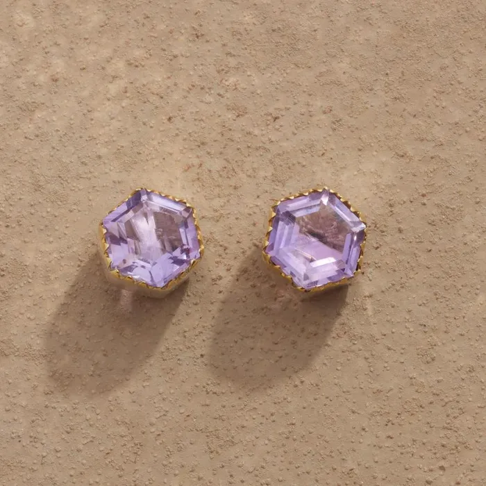 Women Amethyst Hexagon Earrings Sundance Catalog Earrings