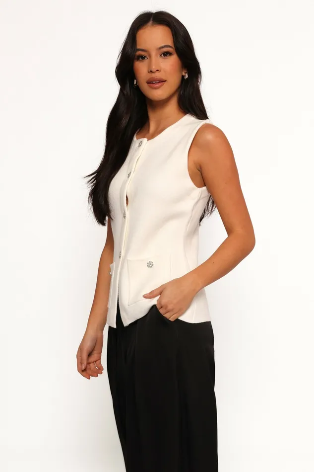 Women Andrea Knit Vest Top Cream Tops Petal and Pup