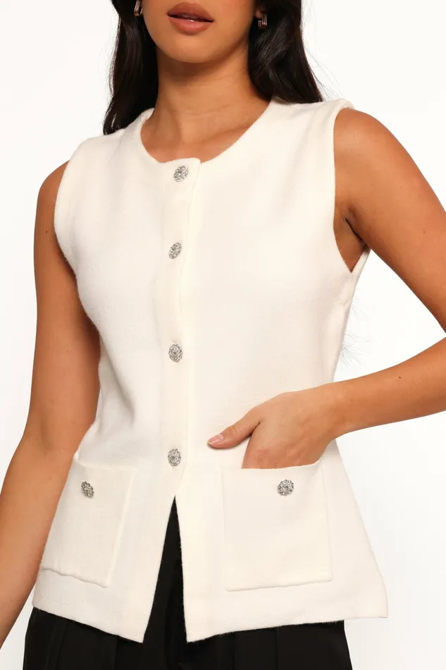 Women Andrea Knit Vest Top Cream Tops Petal and Pup