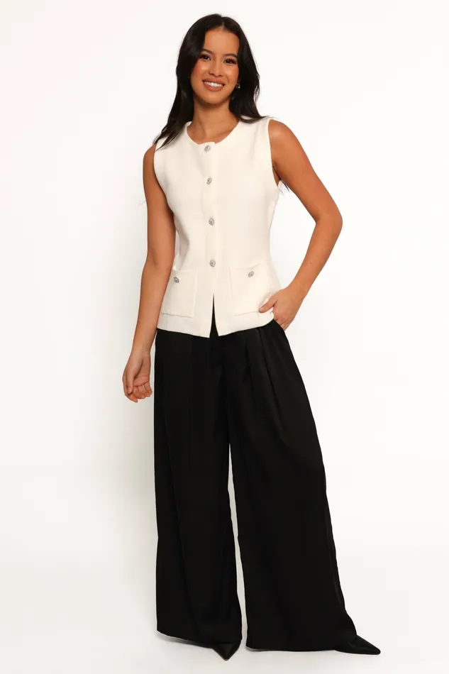 Women Andrea Knit Vest Top Cream Tops Petal and Pup