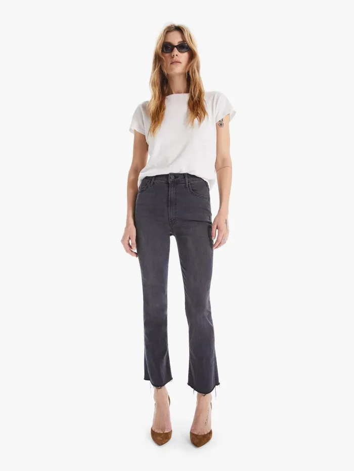 Women Ankle Mother Denim The Hustler Ankle Fray Black