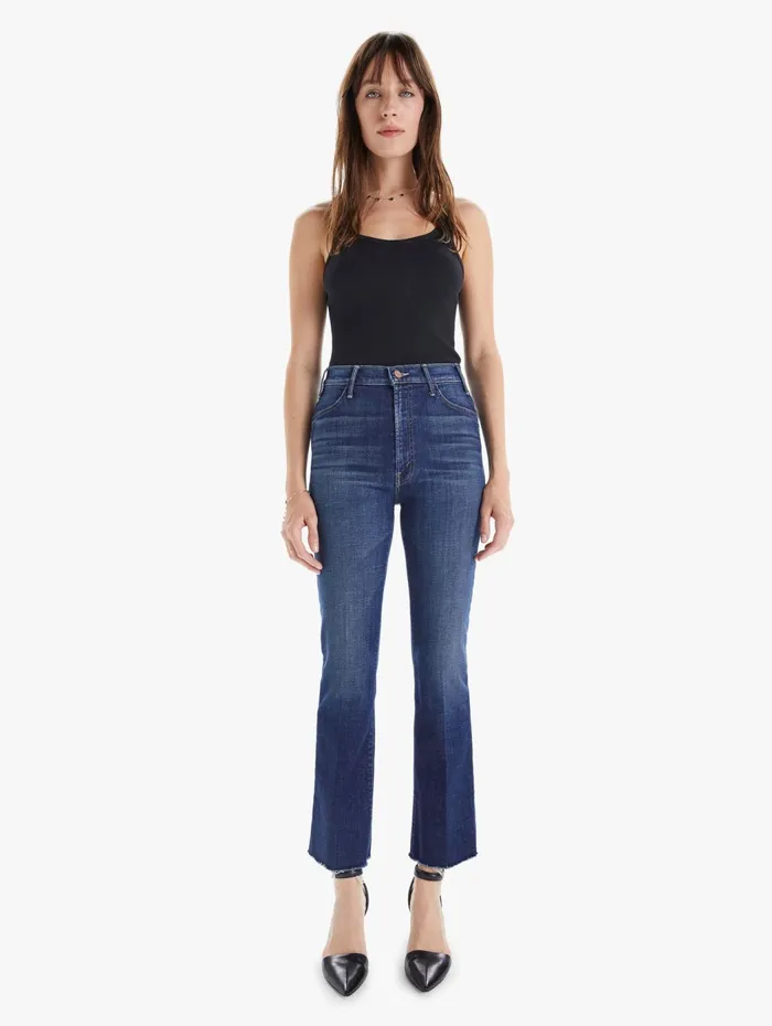 Women Ankle Mother Denim The Hustler Ankle Fray Medium Blue