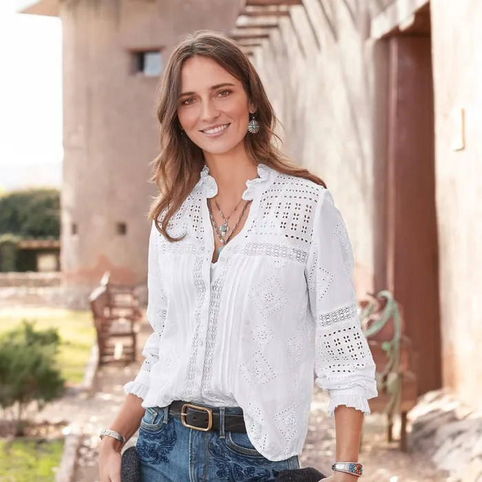 Women Annalynn Shirt White Sundance Catalog Tops
