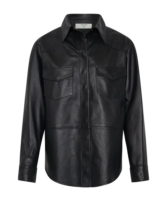Women ARIA LEATHER OVERSIZED SHACKET BLACK One Teaspoon Shirts