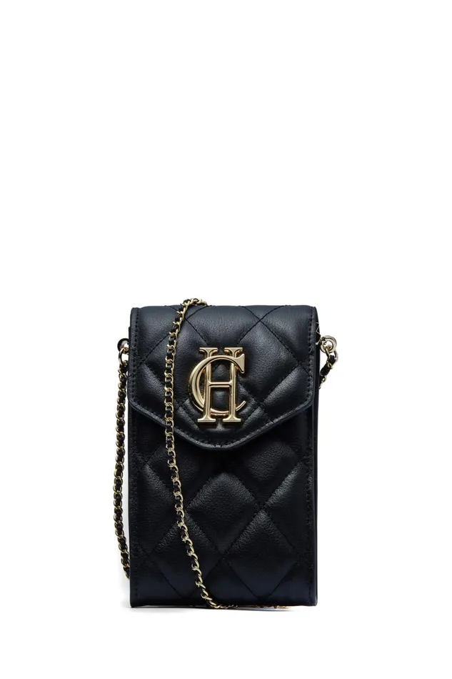 Women Bags Holland Cooper Knightsbridge Phone Pouch Black Quilted