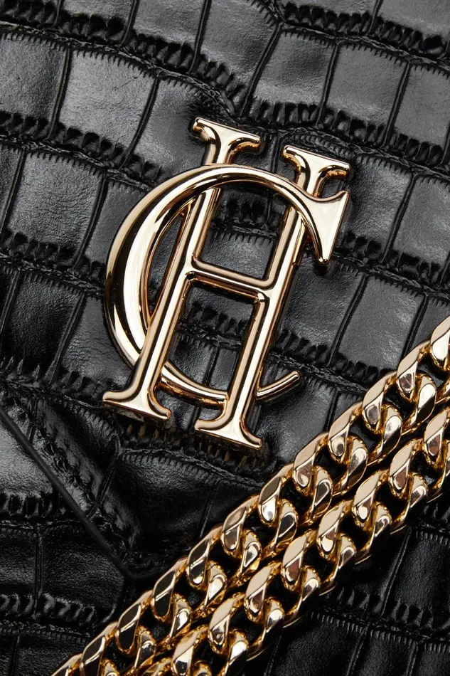 Women Bags Holland Cooper Knightsbridge Shoulder Bag Black Croc