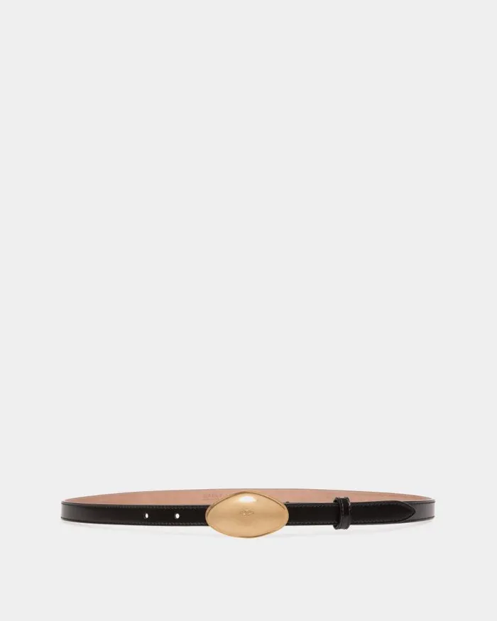 Women Bally Belts Swissness 15mm Belt In Black Brushed Leather Black