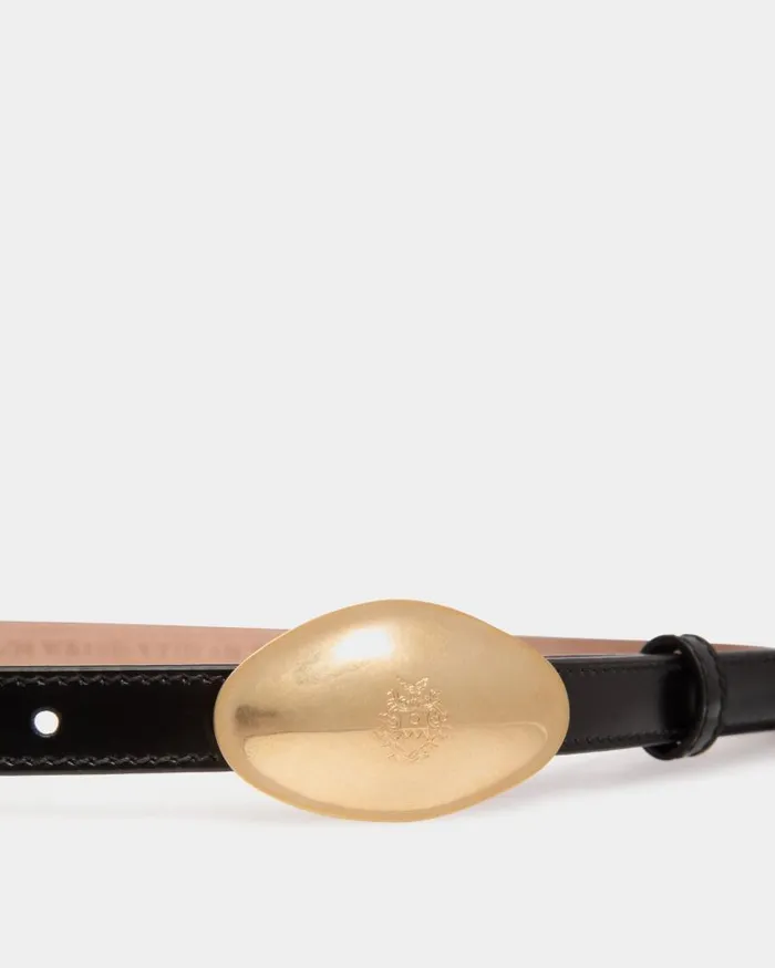 Women Bally Belts Swissness 15mm Belt In Black Brushed Leather Black Women Bally Belts Swissness 15mm Belt In Black Brushed Leather Black