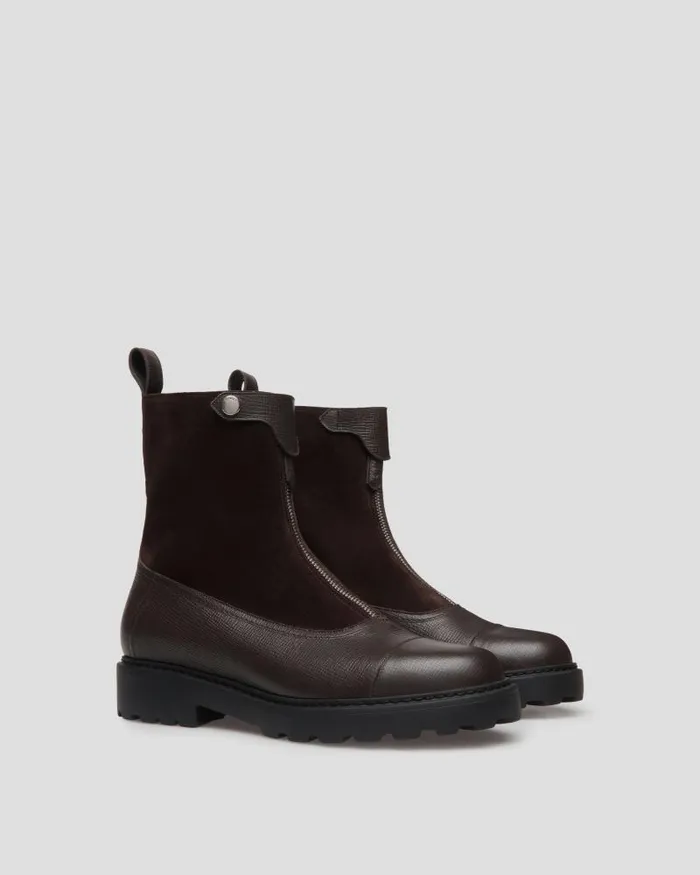 Women Bally Boots and Ankle Boots Gusto Bootie In Ebano Leather Brown Women Bally Boots and Ankle Boots Gusto Bootie In Ebano Leather Brown