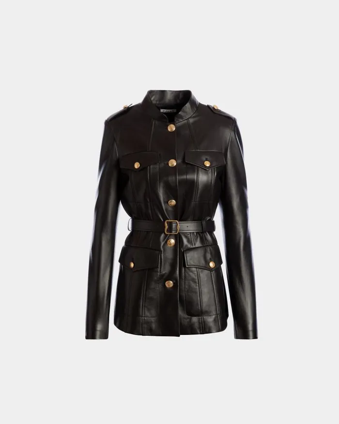 Women Bally Coats and Jackets Belted Jacket In Black Leather Black