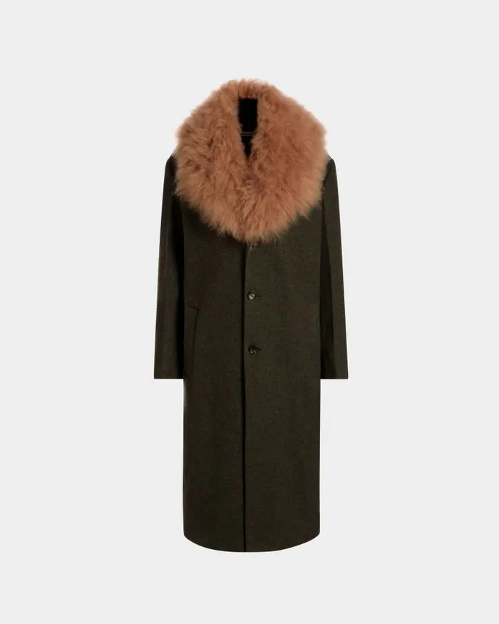 Women Bally Coats and Jackets SingleBreasted Coat In Dark Green Wool Green