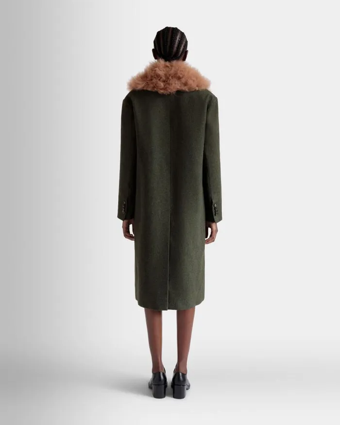 Women Bally Coats and Jackets SingleBreasted Coat In Dark Green Wool Green Women Bally Coats and Jackets SingleBreasted Coat In Dark Green Wool Green