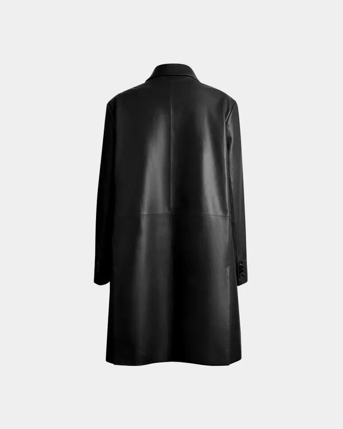Women Bally Coats and Jackets SingleBreasted Midi Coat In Black Leather Black Women Bally Coats and Jackets SingleBreasted Midi Coat In Black Leather Black
