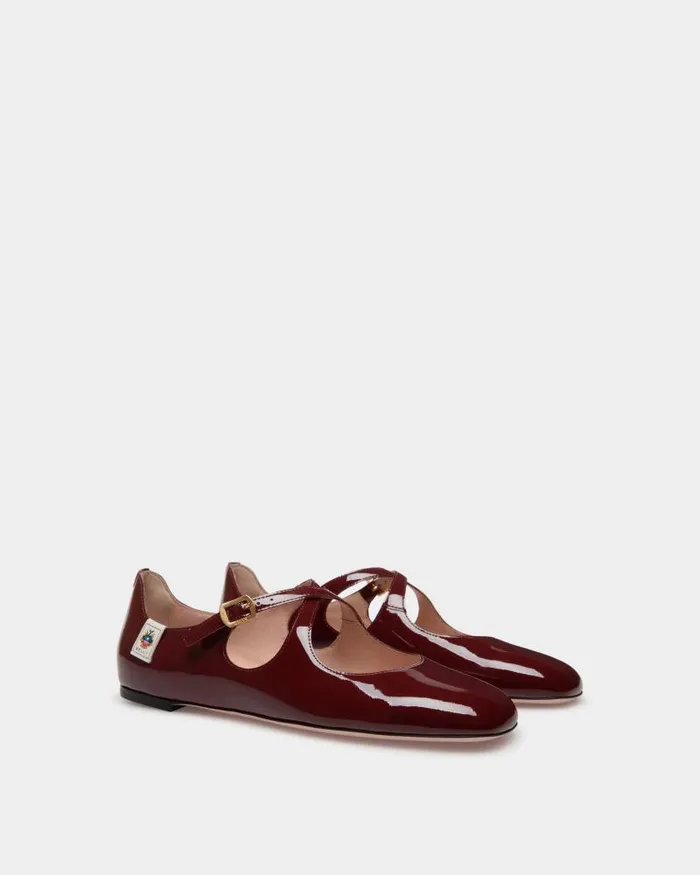 Women Bally Flats and Moccasins Ballyrina Flat In Andorra Patent Leather Burgundy Women Bally Flats and Moccasins Ballyrina Flat In Andorra Patent Leather Burgundy