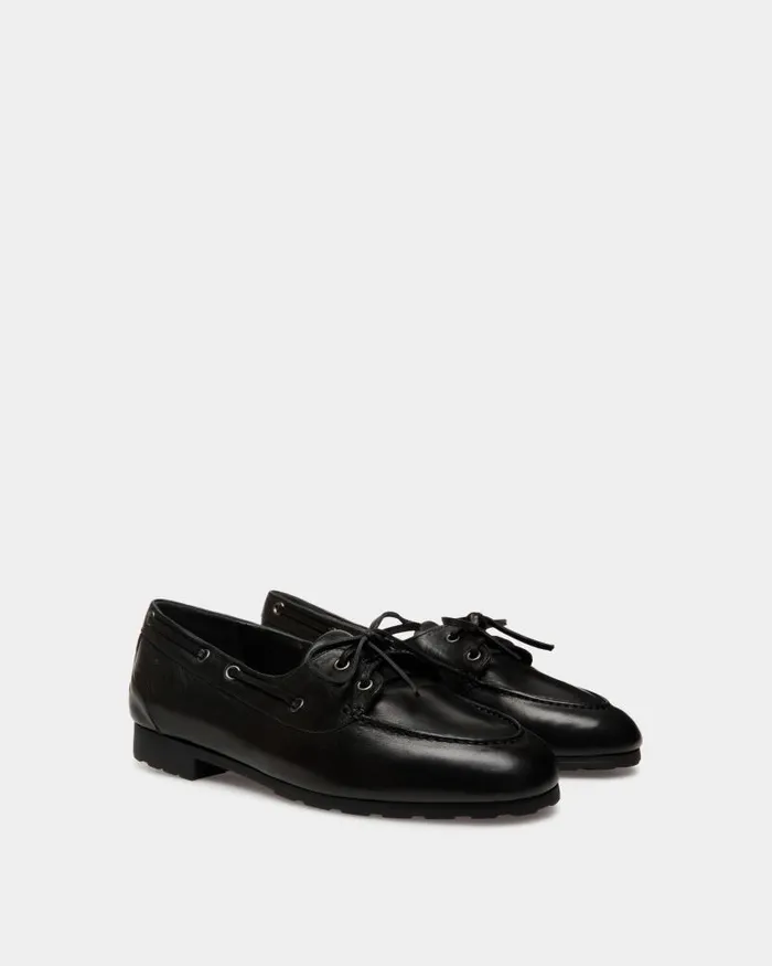 Women Bally Flats and Moccasins Plume Mocassin In Black Leather Black Women Bally Flats and Moccasins Plume Mocassin In Black Leather Black