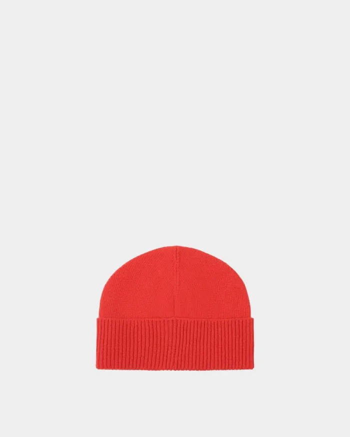 Women Bally Gloves and Hats Beanie With Logo In Candy Red Wool Red Women Bally Gloves and Hats Beanie With Logo In Candy Red Wool Red