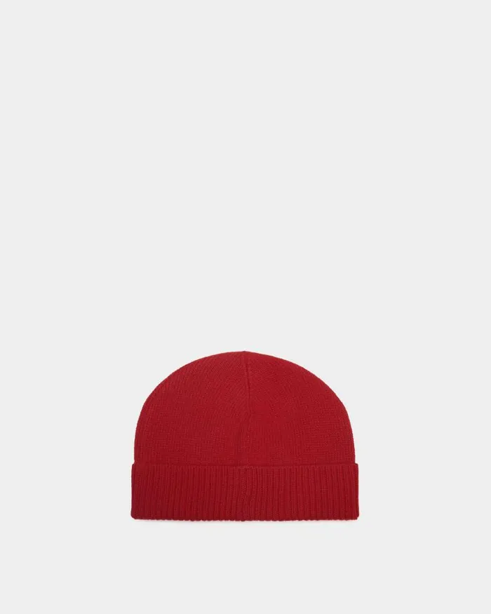 Women Bally Gloves and Hats Winter Capsule Beanie With Alpine Flowers In Red Wool Red