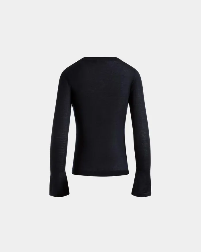 Women Bally Knitwear VNeck Knit Top In Navy Blue Cashmere Blue