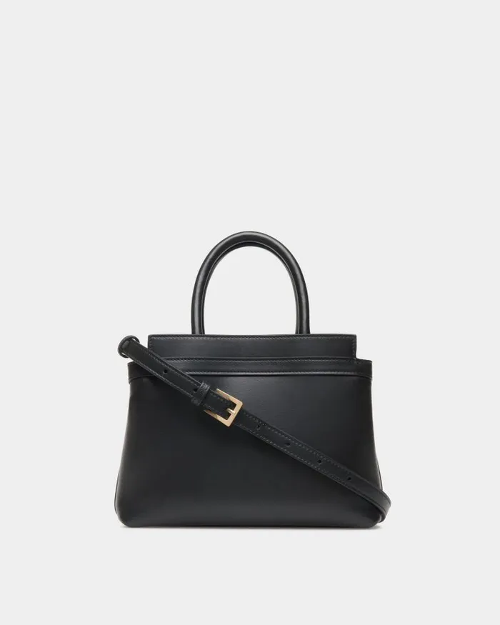 Women Bally Mini and Belt Bags Deco Small Tote Bag In Black Leather Black Women Bally Mini and Belt Bags Deco Small Tote Bag In Black Leather Black