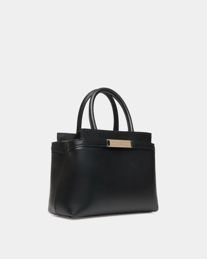 Women Bally Mini and Belt Bags Deco Small Tote Bag In Black Leather Black Women Bally Mini and Belt Bags Deco Small Tote Bag In Black Leather Black