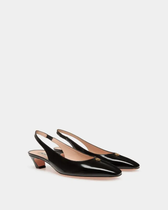 Women Bally Pumps Sylt Slingback Pump In Black Leather Black Women Bally Pumps Sylt Slingback Pump In Black Leather Black