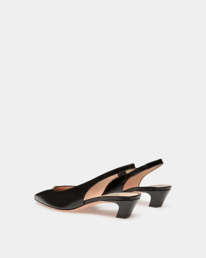 Women Bally Pumps Sylt Slingback Pump In Black Leather Black Women Bally Pumps Sylt Slingback Pump In Black Leather Black