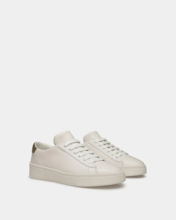 Women Bally Sneakers Raise Sneaker In White And Gold Leather White