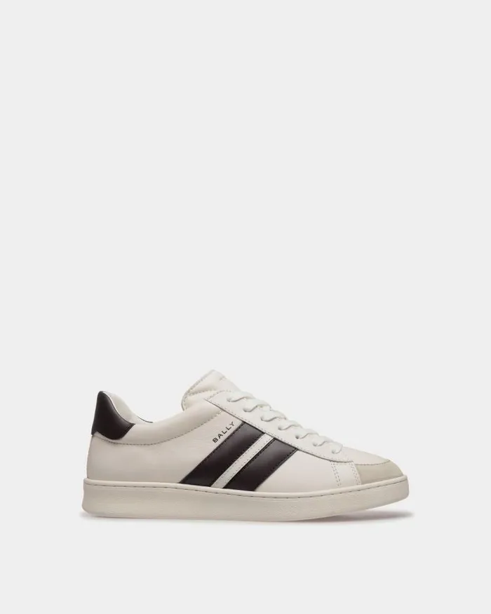 Women Bally Sneakers Tennis Sneaker In White And Black Leather Black