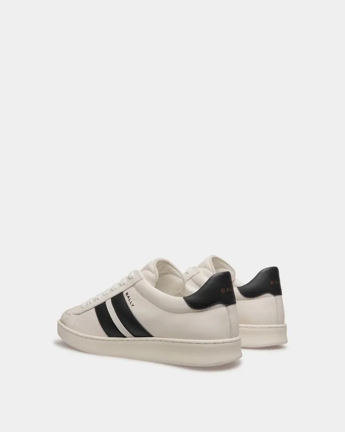 Women Bally Sneakers Tennis Sneaker In White And Black Leather Black Women Bally Sneakers Tennis Sneaker In White And Black Leather Black