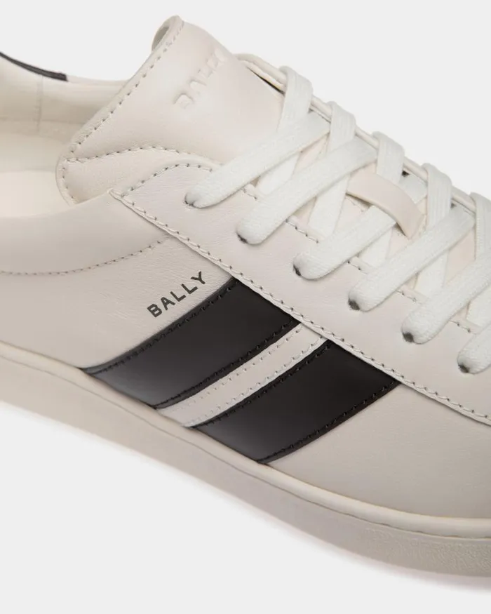 Women Bally Sneakers Tennis Sneaker In White And Black Leather Black Women Bally Sneakers Tennis Sneaker In White And Black Leather Black
