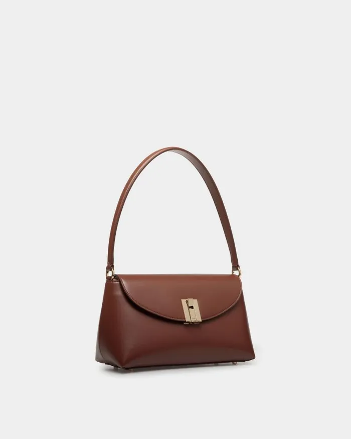 Women Bally Top Handle Bags Ollam Small Top Handle Bag In Brown Leather Brown