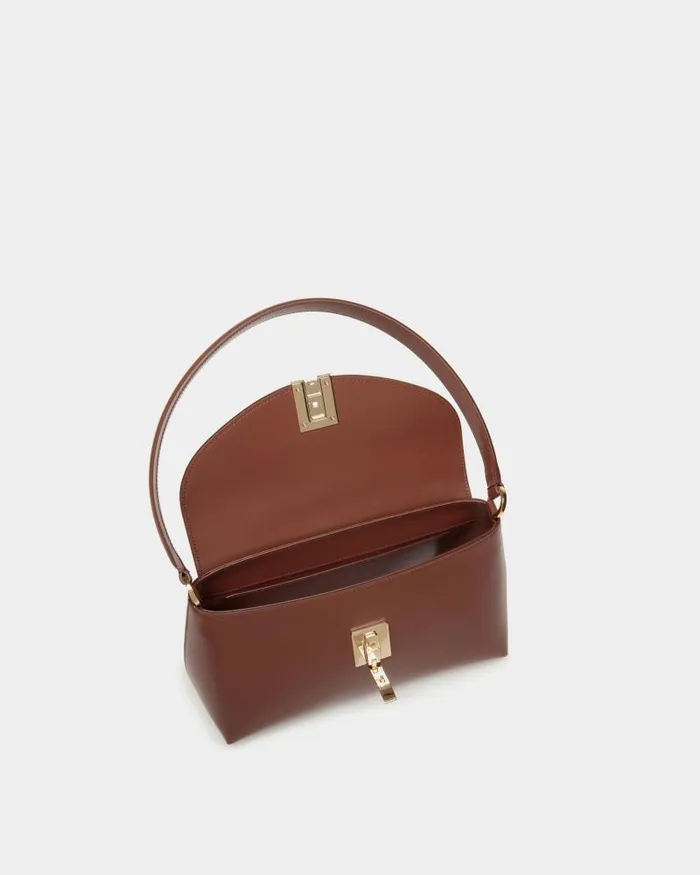 Women Bally Top Handle Bags Ollam Small Top Handle Bag In Brown Leather Brown