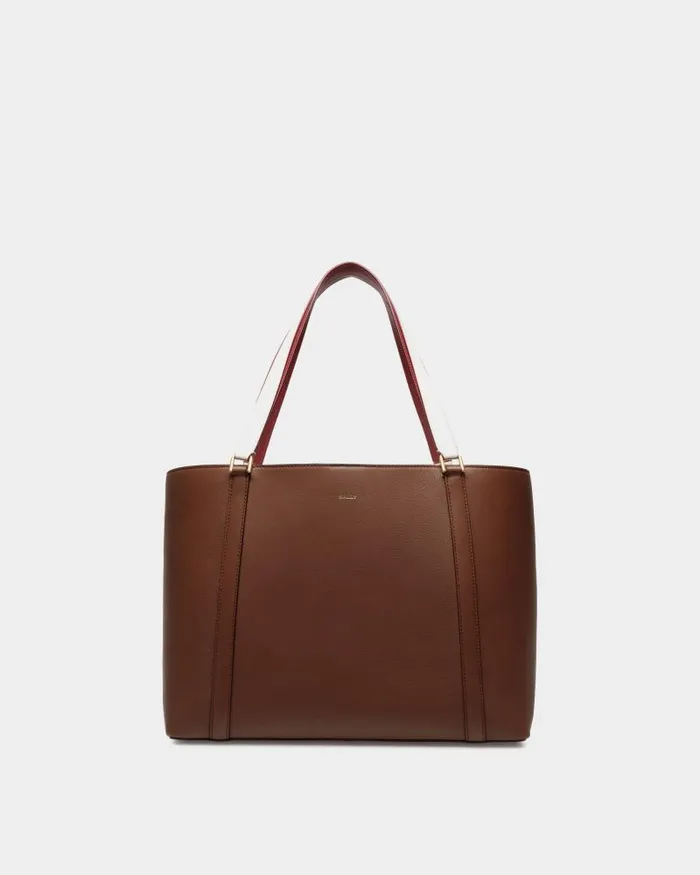 Women Bally Tote Bags Code Tote Bag In Brown Leather Brown