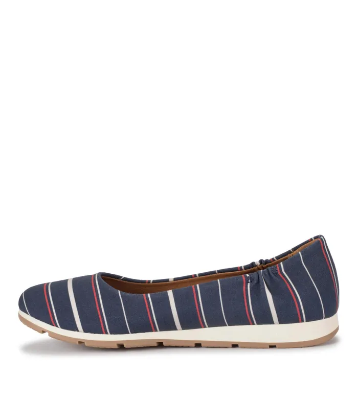 Women Baretraps Flats and Loafers Prim Slip On Blue Multinautical Stripe