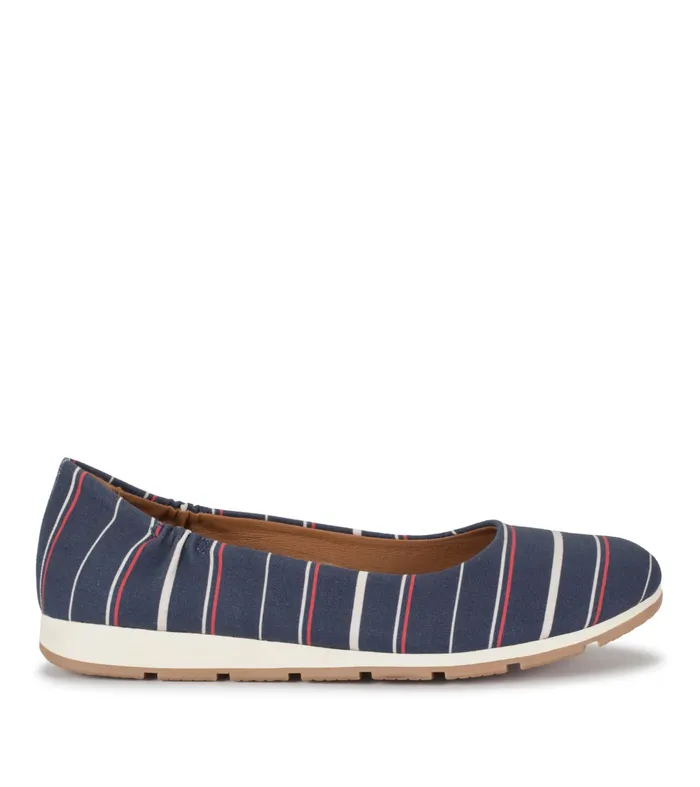 Women Baretraps Flats and Loafers Prim Slip On Blue Multinautical Stripe