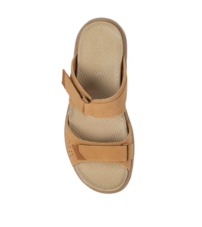 Women Baretraps Slides and Slip On Sandals Leella Slide Sandal Caramel