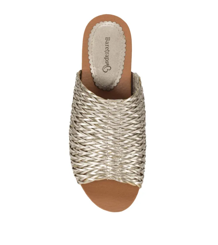 Women Baretraps Slides and Slip On Sandals Macauley Wedge Slide Sandal Champagne