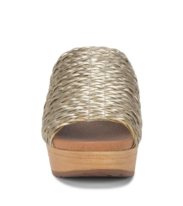 Women Baretraps Slides and Slip On Sandals Macauley Wedge Slide Sandal Champagne