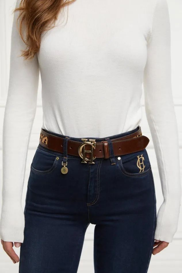 Women Belts Holland Cooper HC Classic Belt Tan Leopard Women Belts Holland Cooper HC Classic Belt Tan Leopard