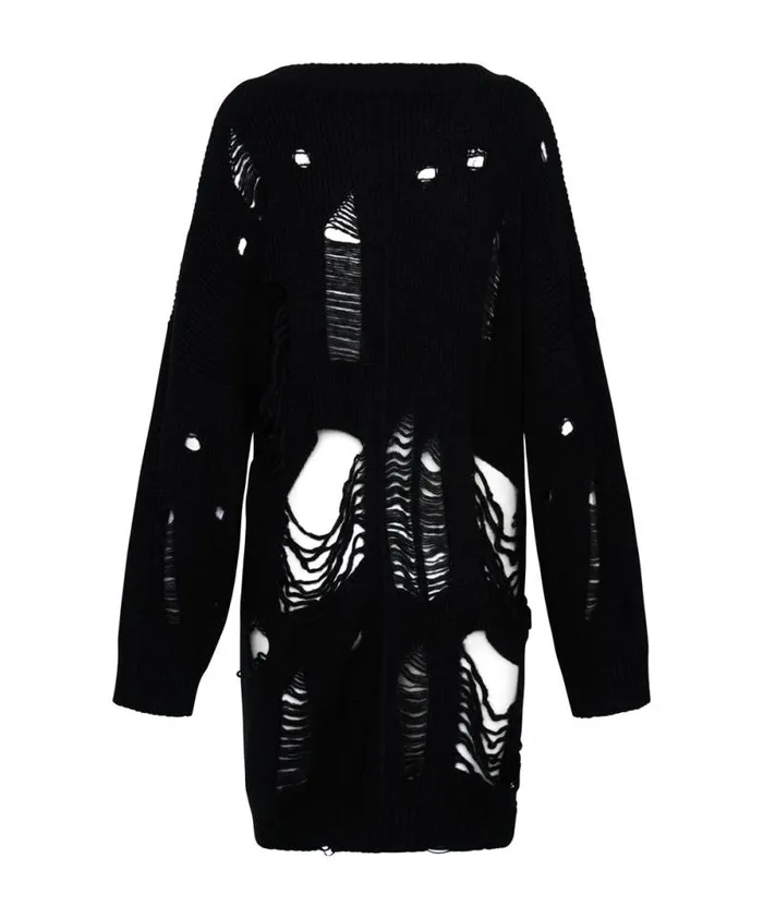Women BLACK HERCULES SHREDDED SWEATER One Teaspoon Knitwear