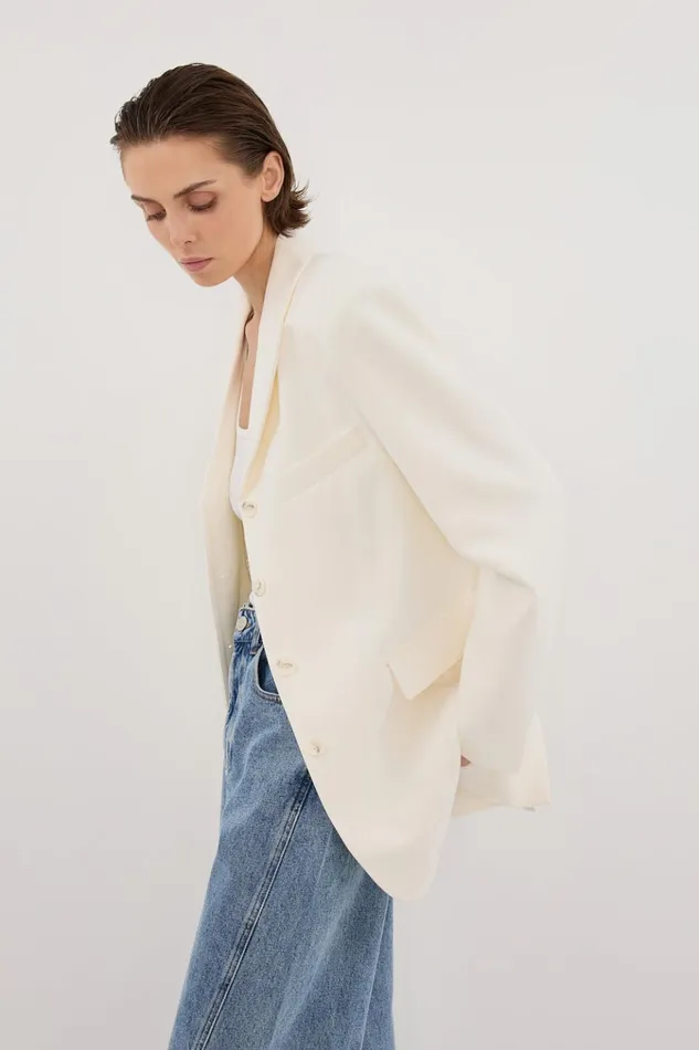 Women Blazers DISSH LIV CREAM BOYFRIEND BLAZER