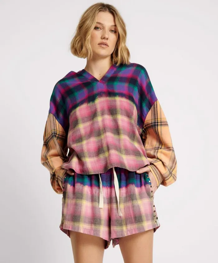 Women BLEACHED FLANNEL STUDDED BOXER SHORTS One Teaspoon Bottoms Women BLEACHED FLANNEL STUDDED BOXER SHORTS One Teaspoon Bottoms