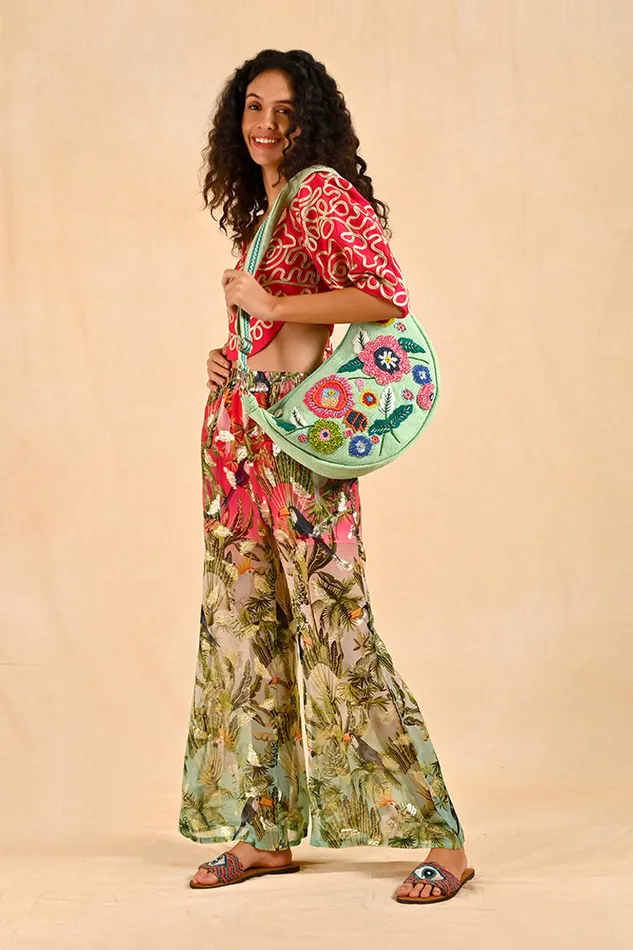 Women Blue Bloom Bouquet Shoulder Bag Shoulder Bags America and Beyond