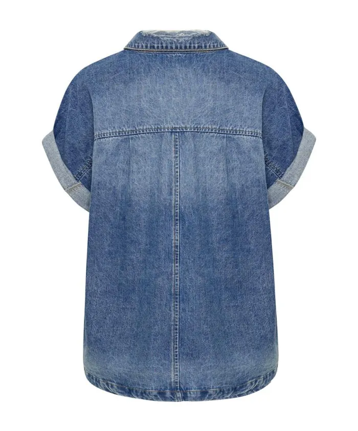 Women BLUE RAPTURE CUT OFF DENIM SHIRT One Teaspoon Denim Shirts