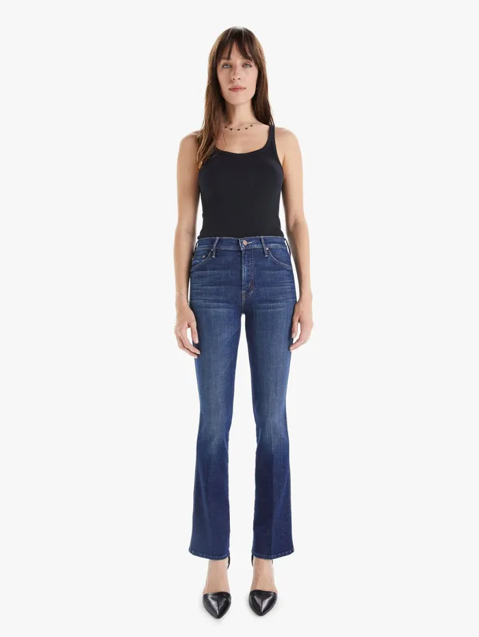 Women Bootcut Mother Denim The Double Insider Sneak Medium Blue