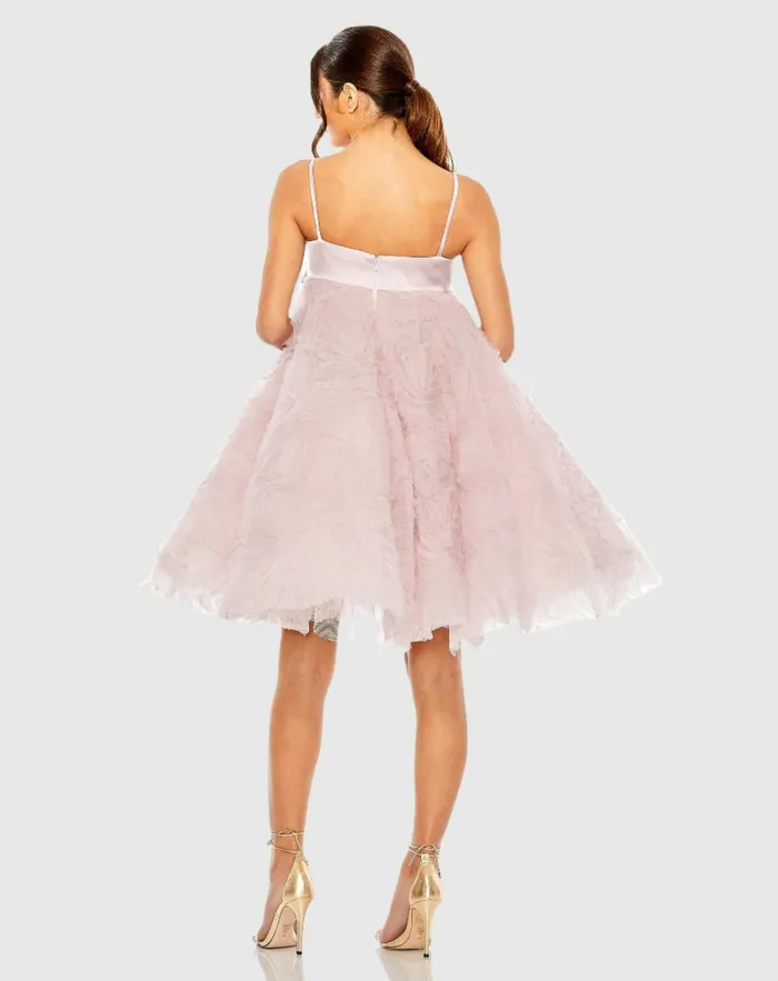 Women Bow Front Tulle Mini Dress Rose Cocktail Dresses Mac Duggal