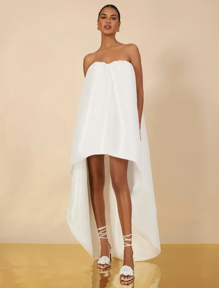 Women Bronwen Strapless HighLow Gown Gardenia BCBG Dresses
