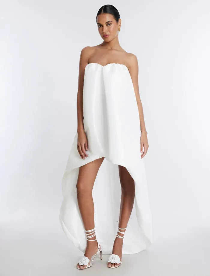 Women Bronwen Strapless HighLow Gown Gardenia BCBG Dresses