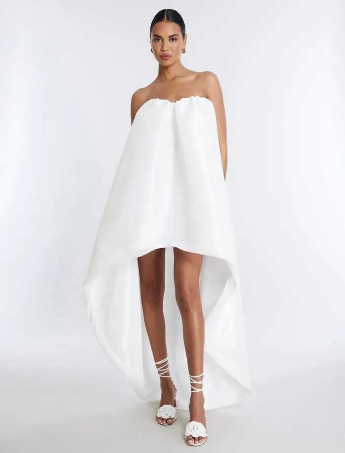 Women Bronwen Strapless HighLow Gown Gardenia BCBG Dresses